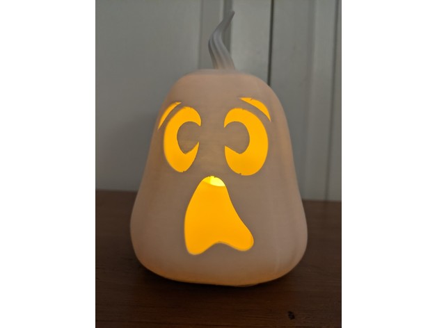 ghost pumpkin tealight kleipoldrit glowing halloween carving holder 3D print model - Mito3D