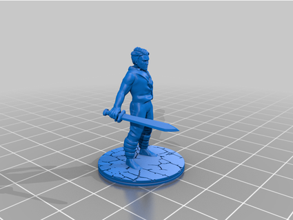 humano espadachim miniatura dnd rpg choramos 3d print model - Mito3D