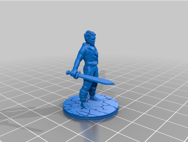 humano espadachín miniatura d rpg weebthepeople 3D print model - Mito3D