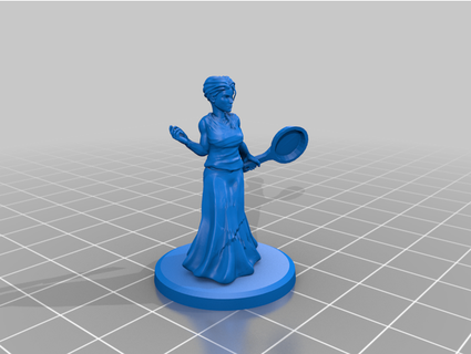 female villager frying pan table top game weebthepeople 3d print model - Mito3D