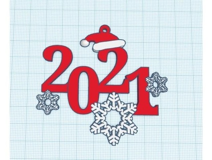 christmas 2021 snowflake ornament rkxone 3d print model - Mito3D