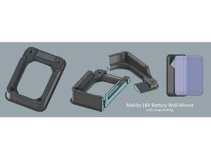 Makita 18v Batterie Wandhalterung snap lock darwin de 3d print model - Mito3D