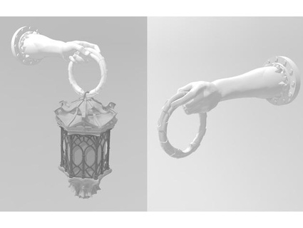 mão Deus 2 gótico lanterna aquecido 3d print model - Mito3D
