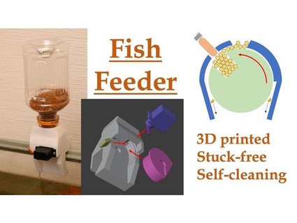 aquarium fish feeder stuck-free self-cleaning shiura 3d print model - Mito3D