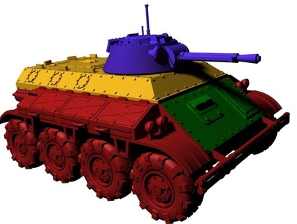 28mm zerber Panzer Räder Umwandlung Vorposten d6 3d print model - Mito3D