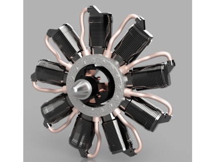 9 cilindro radial tonto motor raslocum 3d print model - Mito3D