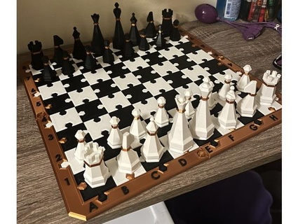 geometric minimalist chess set emgore1016 3d print model - Mito3D
