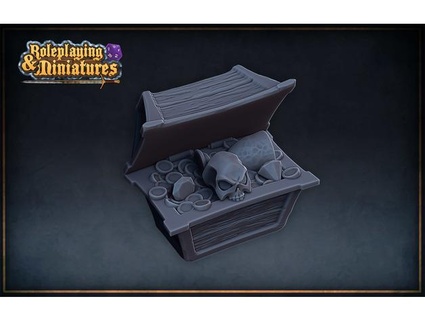 treasure chest & skull treasure chambers set roleplayingminiatures  3d print model - Mito3D