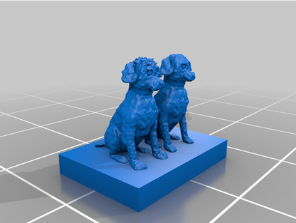 2 miniature poodles sitting female male sculpture monjanse 3d print model - Mito3D