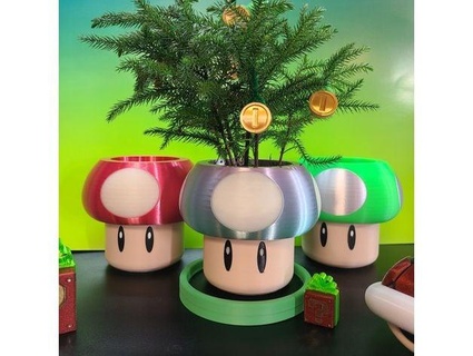 Mario fungo i soldi albero fioriera pla pa 3d print model - Mito3D
