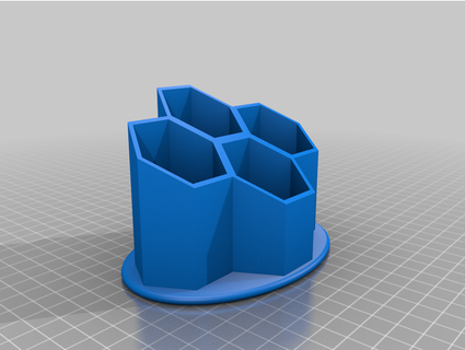 hexagonal caneta suporte vermelho 5ive 3d print model - Mito3D