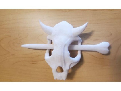 cow skull hair pin skatekamp 3d print model - Mito3D