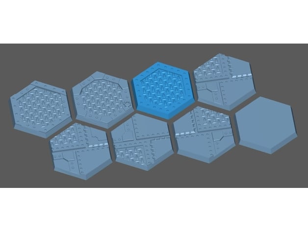 hexagonal sci-fi industrial themed miniature bases shadowengine 3D print model - Mito3D