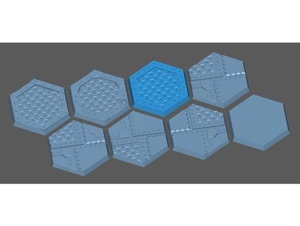 hexagonal sci fi industrial temático miniatura bases shadowengine 3d print model - Mito3D