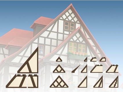 lego compatible half timbered houses - triangular panels jm00092 3d print model - Mito3D