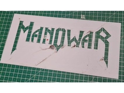 Manowar logo şablon le inek sanatı 3d print model - Mito3D