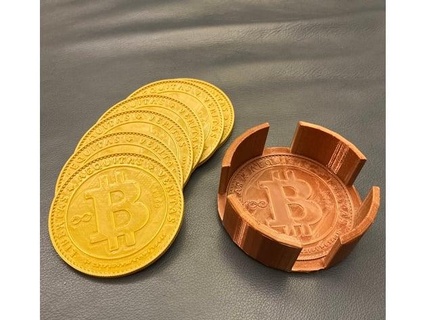 bitcoin coasters holder evablond 3d print model - Mito3D