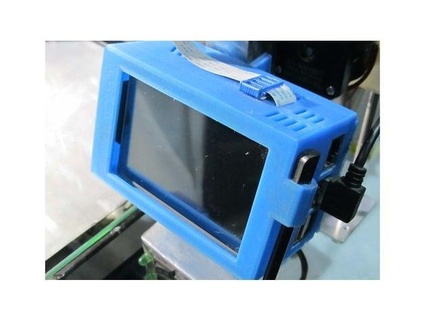 Ahududu pi4 dokunmatik ekran durum kılıf hayran mavi yapraklar 3d print model - Mito3D