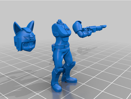 neko Guardia muestra soldado locos 3d print model - Mito3D