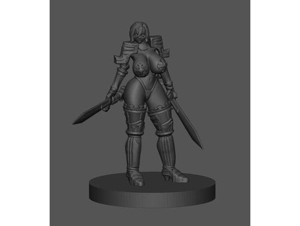 female fantasy warrior 32mm miniature fede3dworkshop 3d print model - Mito3D