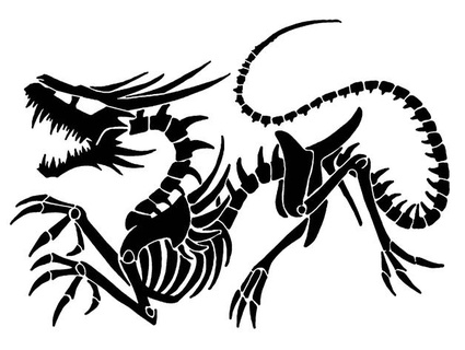 skeleton dragon stencil longquang 3d print model - Mito3D