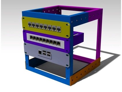 mini servidor estante tp enlace tl sg108 frambuesa pi teclas 3d print model - Mito3D