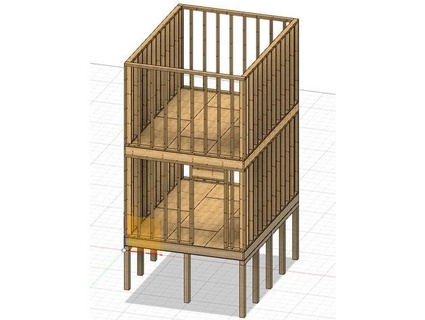 two story cobertizo convertido minúsculo casa 12'x16' miguelklann 3d print model - Mito3D
