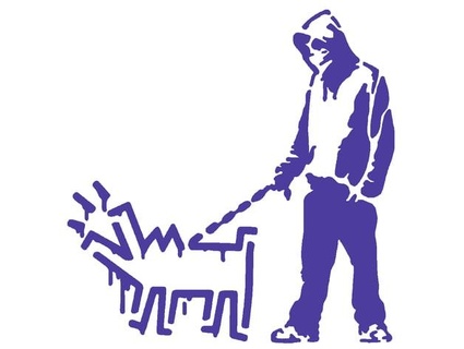 banksy walking keith haring dog stencil longquang 3d print model - Mito3D