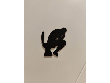 rodin's thinker toilet bathroom sign melembayati 3d print model - Mito3D