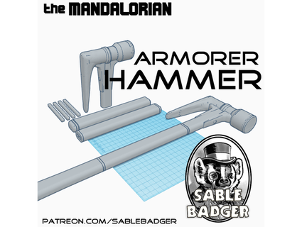 mandalorian - armorer hammer prop sablebadger 3d print model - Mito3D
