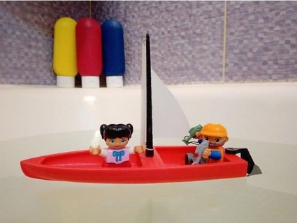 simple boat skiff remix w duplo lego man mount znaler 3d print model - Mito3D