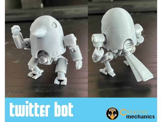 twitter bot articolato micro combattente meccanica creativa 3D print model - Mito3D