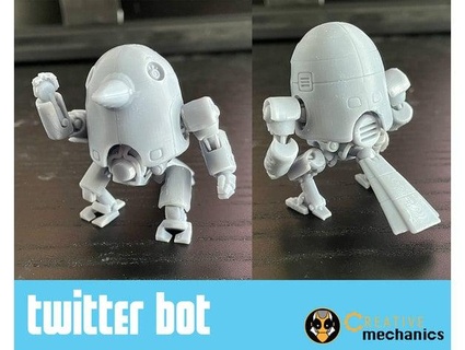 twitter bot - articulated micro fighter creativemechanics 3d print model - Mito3D
