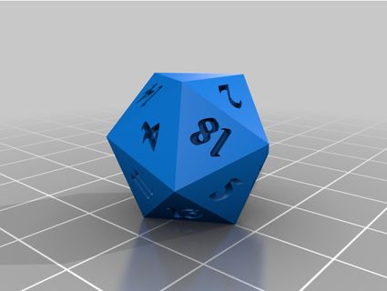 blank-faced d20 rybonator's okamifabrications' free dice set kenkoden 3d print model - Mito3D