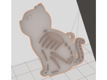 Katze Skelett Lithophan Schlüsselbund jorgefreitas 3d print model - Mito3D