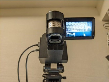 handycam hdr-tg5v station desk shooting holder mace-man 3d print model - Mito3D