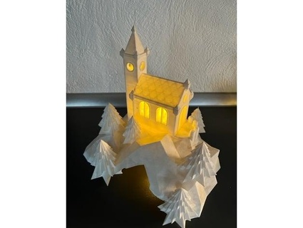 Natal cenário natividade cena capela Vila montanha gruta conduziu chá luz vela illumination++diorama Locke 1 3d print model - Mito3D