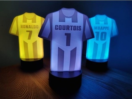 football jersey lithophane night light de bruyne & courtois isacat 3d print model - Mito3D