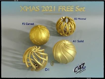 Noël 2021 libre boules ensemble c47 3d 3d print model - Mito3D