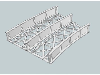 ho scale double curved bridge 22-245 kabrumble 3d print model - Mito3D
