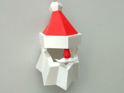 moderno Papa Noel claus Navidad ornamento apoyo polígono azul 3d print model - Mito3D