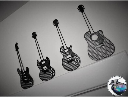 guitare mur sculpture 2d Gibson aile vanneau 3d impressions 3d print model - Mito3D
