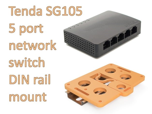 tenda sg105 gigabit ethernet interruttore din rotaia montare kaosuneko 3D print model - Mito3D