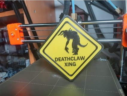 fallout deathclaw xing sign 3dtwinkie 3d print model - Mito3D