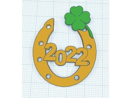 horseshoe 2022 happy new year tl easy 3d print model - Mito3D