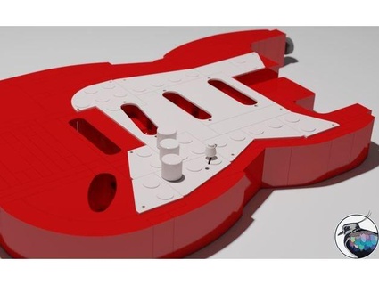 3d impreso Lego guitarra cuerpo estratocaster tipo completo tamaño avefría huellas dactilares 3d print model - Mito3D