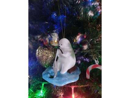 kumaty polar bear ice fishing - christmas ornament ioexception22 3d print model - Mito3D