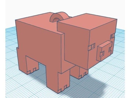 minecraft pig w hook backpack ornament keys hobbyfarm 3d print model - Mito3D