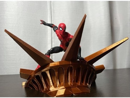 spiderman statue liberty display kamenridersilver 3d print model - Mito3D
