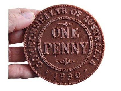 coin coaster australian penny 1930 dreamtime24 3d print model - Mito3D